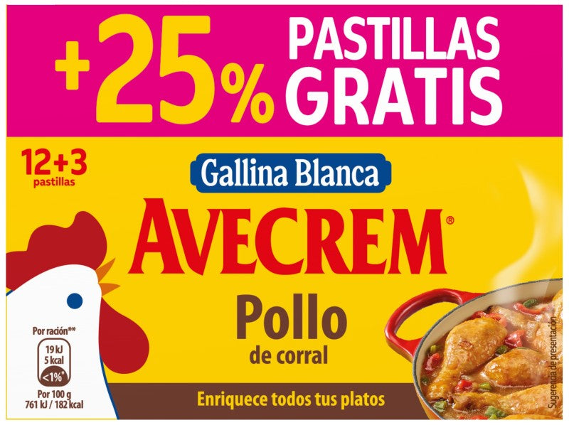 CALDO AVECREM POLLO 12+3 PLLAS 150G