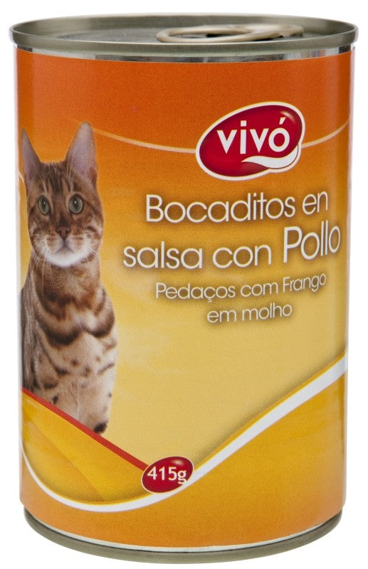VIVO GATO BOCADITO POLLO LT 415G