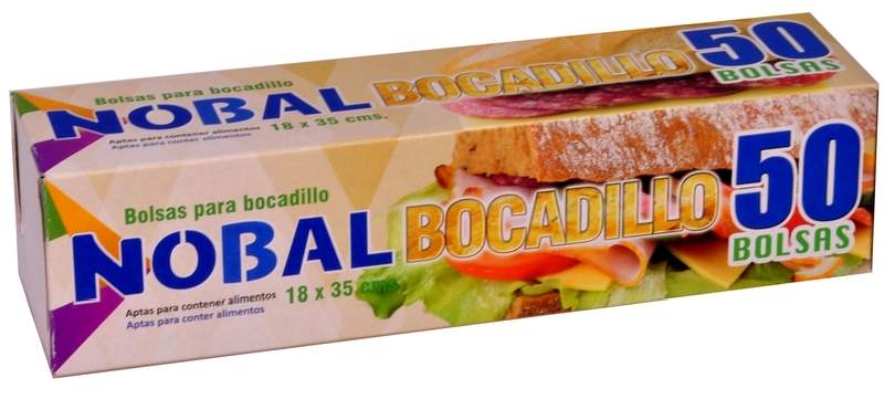 BOLSA BOCADILLO NOBAL 18X35 CM 50U