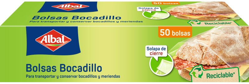 BOLSA BOCADILLO ALBAL 17X24 CM 50U