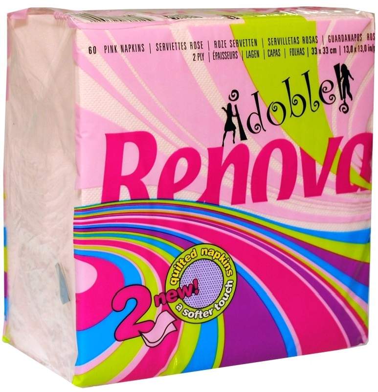 SERVILLETA RENOVA ROSA 2C 33X33 60U