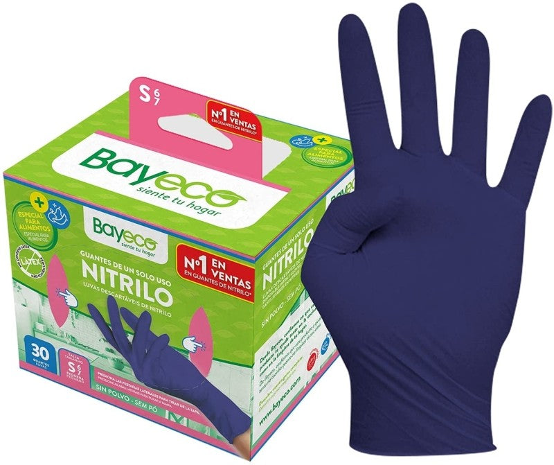 GUANTE BAYECO NITRILO S 30U AZUL