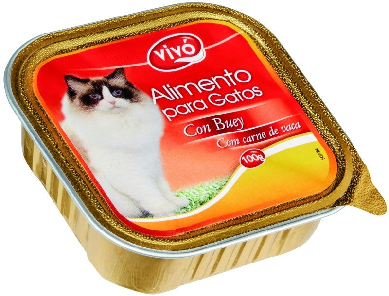 VIVO GATO TARRINA 100G BUEY